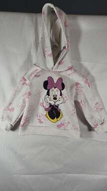 Disney Minnie Mouse Toddler Girls All-Over Print Fleece Pullover Hoodie, 2T